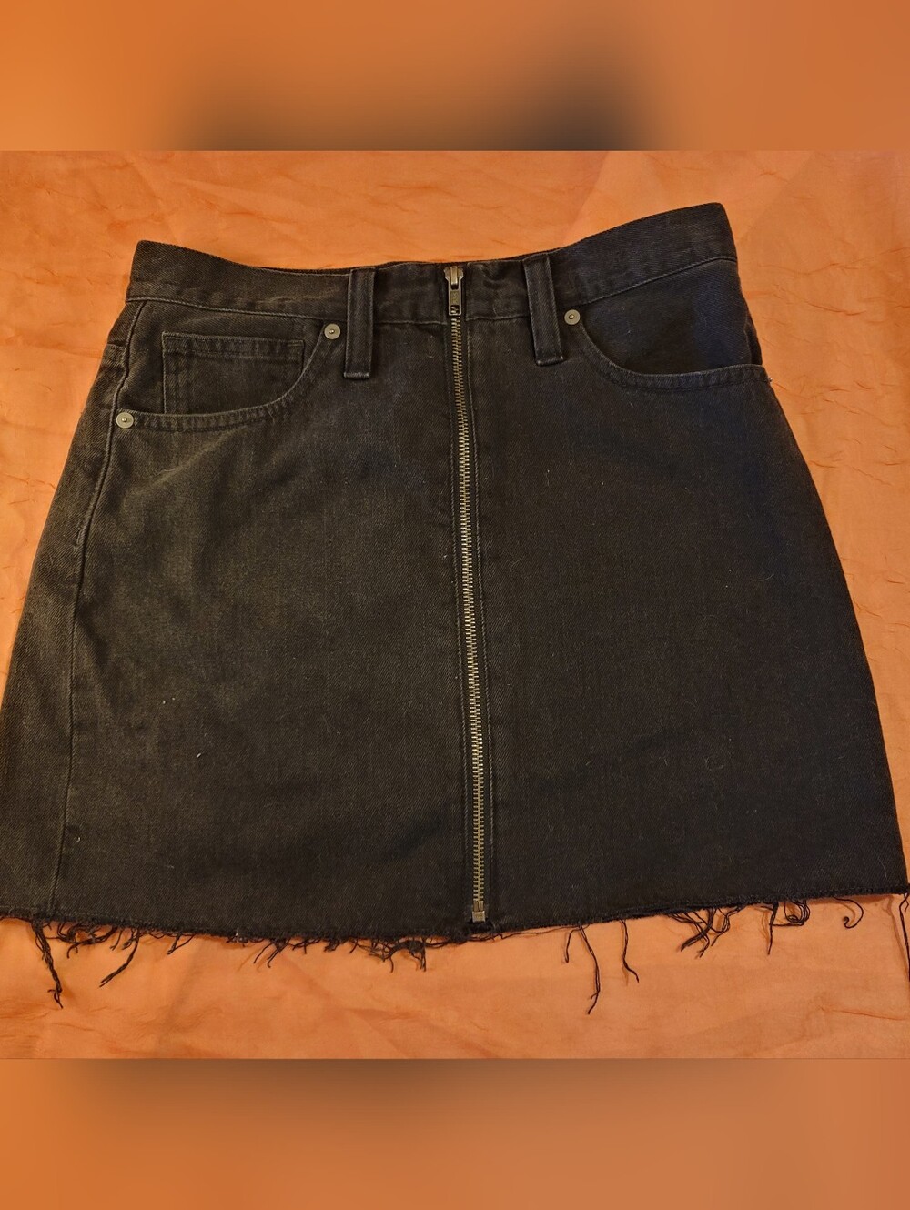 Madewell Black Denim Zip-Front Mini Skirt